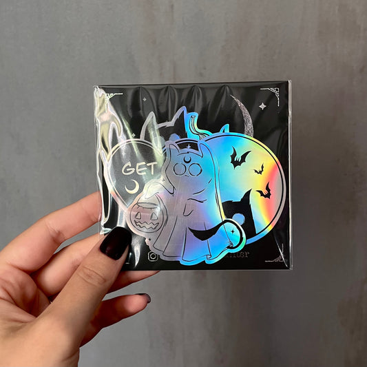 SPOOKY CAT HOLOGRAPHIC STICKERS SET of 4