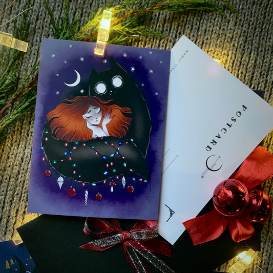 YULE CAT postcard - Moon&Hunter